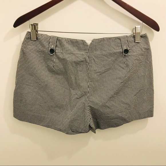 Theory Valin Gingham Plaid Shorts black white 2 - Picture 2 of 8